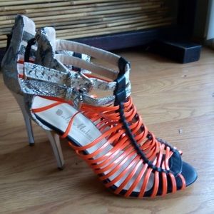 Caged heeled sandals